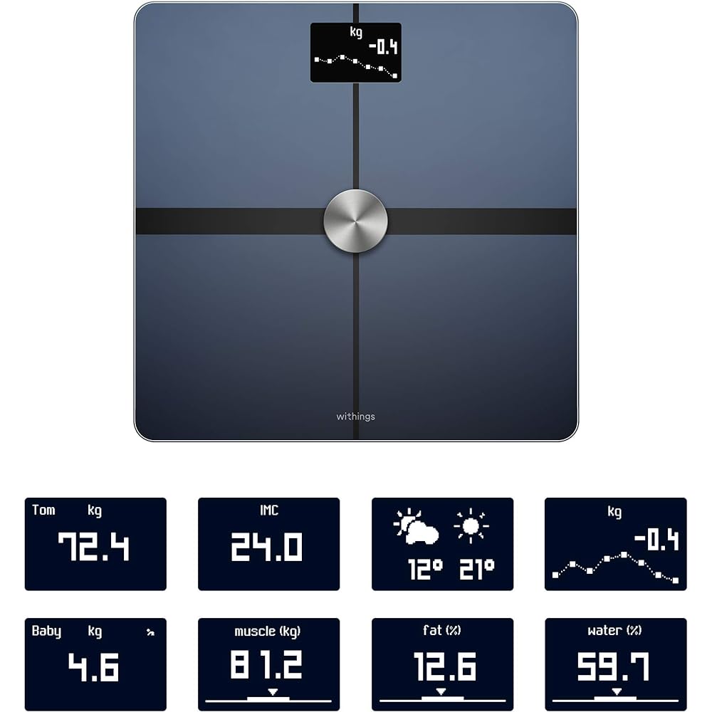 Withings Body + French Smart Weight Scale Black Wi-Fi/Bluetooth Compatible Body Composition Monitor [Authorized Japanese Distributor Product] WBS05-BLACK-ALL-JP