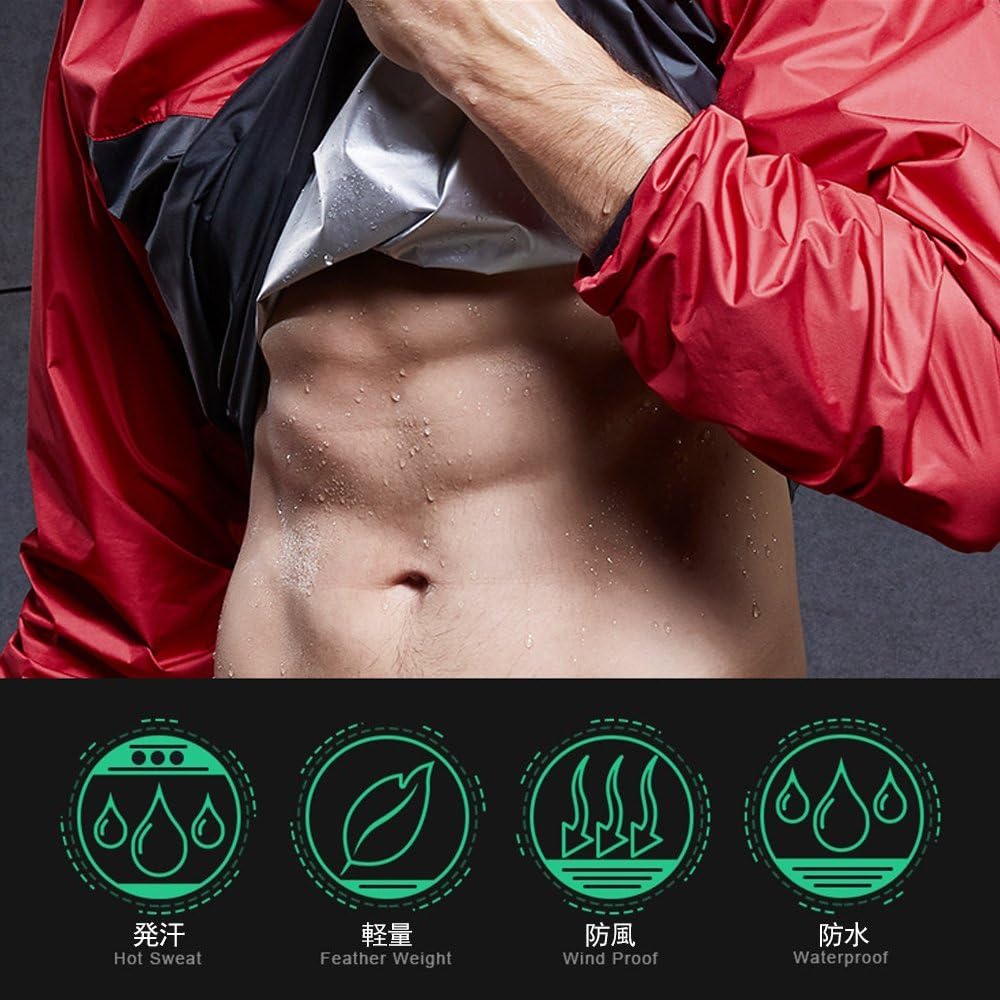 MOECAT Sweating Sauna Suit Men's Athletic Wear Diet Wear Sweating Shirt Training Wear Men's Water Repellent Material Top and Bottom Set [5 Sizes x 5 Colors]