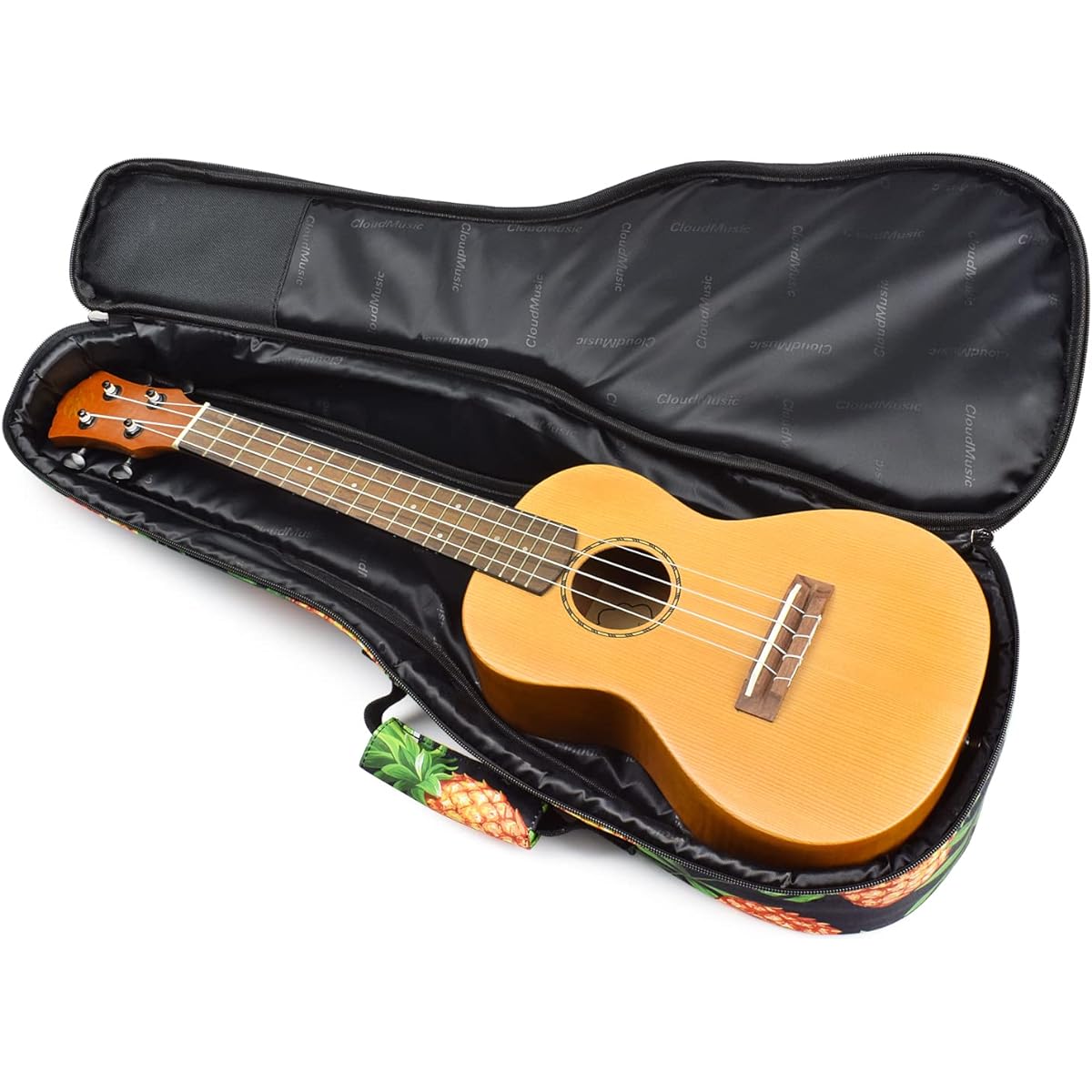 CLOUDMUSIC Ukulele Case Hawaii Pineapple Ukulele Backpack 10mm Padded (Concert)