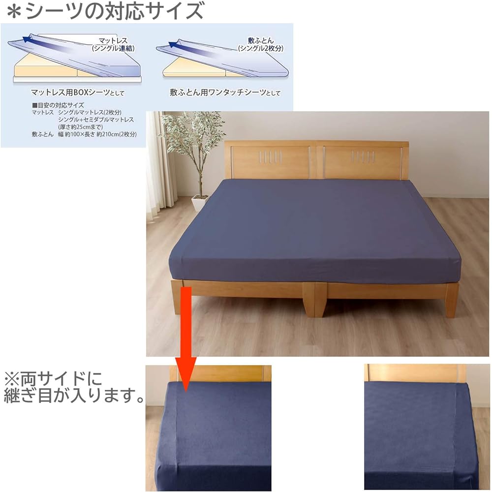 Merry Night Sheets, Perfect Pile Sheets, Navy, Family Size, Mattress/Futon Type, Stretch Material, Wrinkle-free Perfect Fit, Soft and Gentle Texture, Washable MNS677090-72