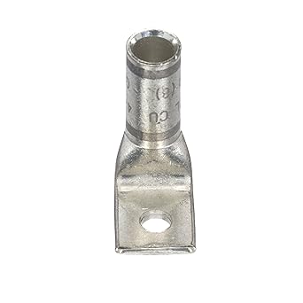 Panduit Domestic Genuine Copper Compression Terminal, 1 Hole, Standard Barrel with Hole for Confirming Wire Insertion, Stranded Wire AWG4 – AWG3, Solid Wire AWG2, Barrel Angle 90°, 50 Pieces LCA4-38F-L