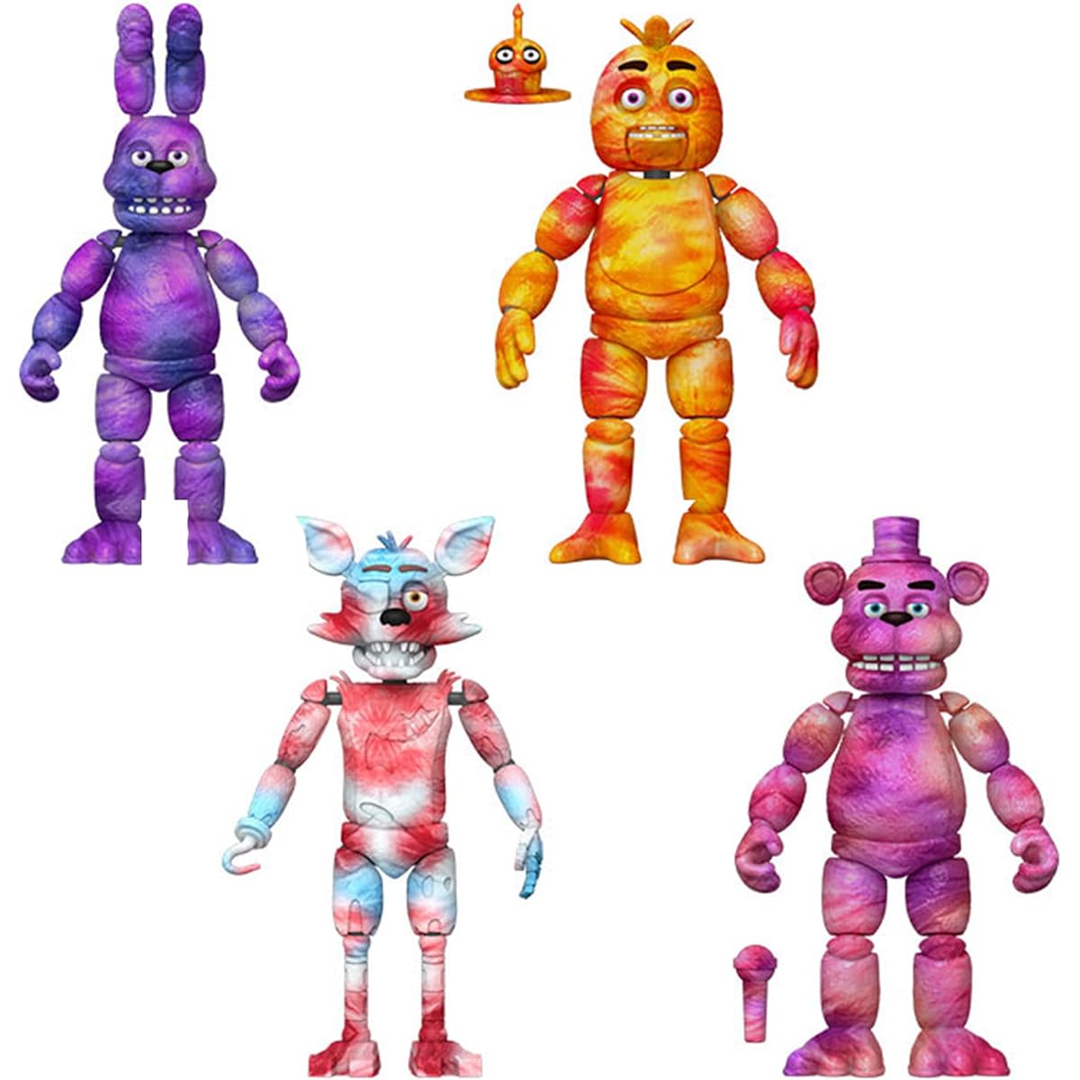 Funko Action Figures - FNAF Tie-Dye Five Night's at Freddy's 4 Piece Set - Bonnie Chica Foxy Freddy