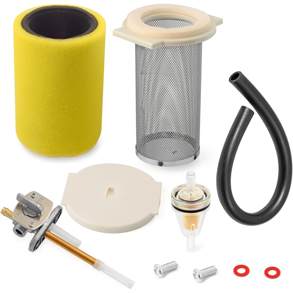 Air Filter & Guide & End Cap Kit Fuel Valve Petcock for Yamaha Big Bear 350 2WD 4WD 1987-1999 Kodiak 400 YFM400FW 1993-1999 1YW-14458-01-00 2HR-24500-02-00