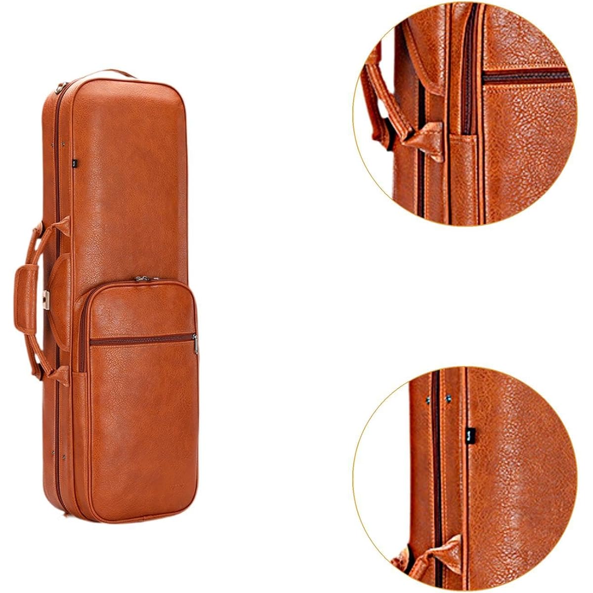 aternee Violin Case Violin Box Stringed Instrument Waterproof Shockproof Storage Box Carry Bag Violin Hard Case Violin Backpack, Orange