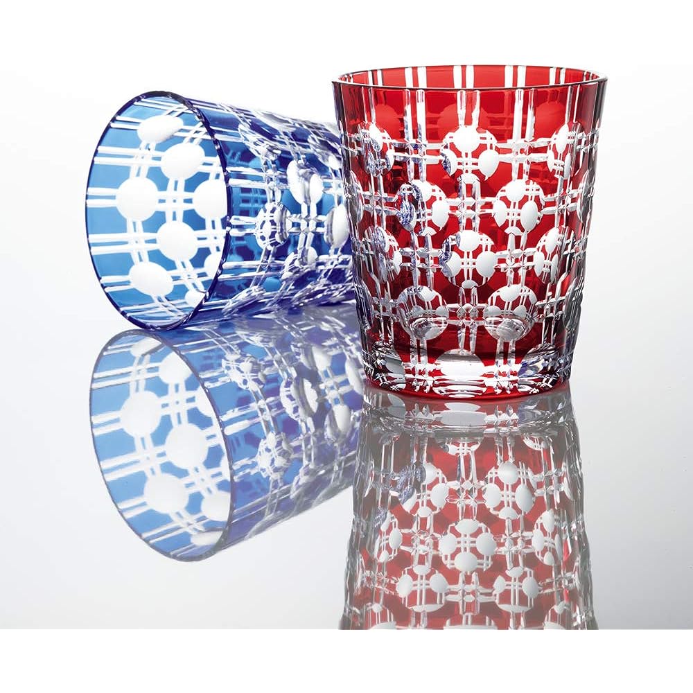 NARUMI Glassworks Eternity Rock Glass Pair Blue & Red 250cc GW6057-2270