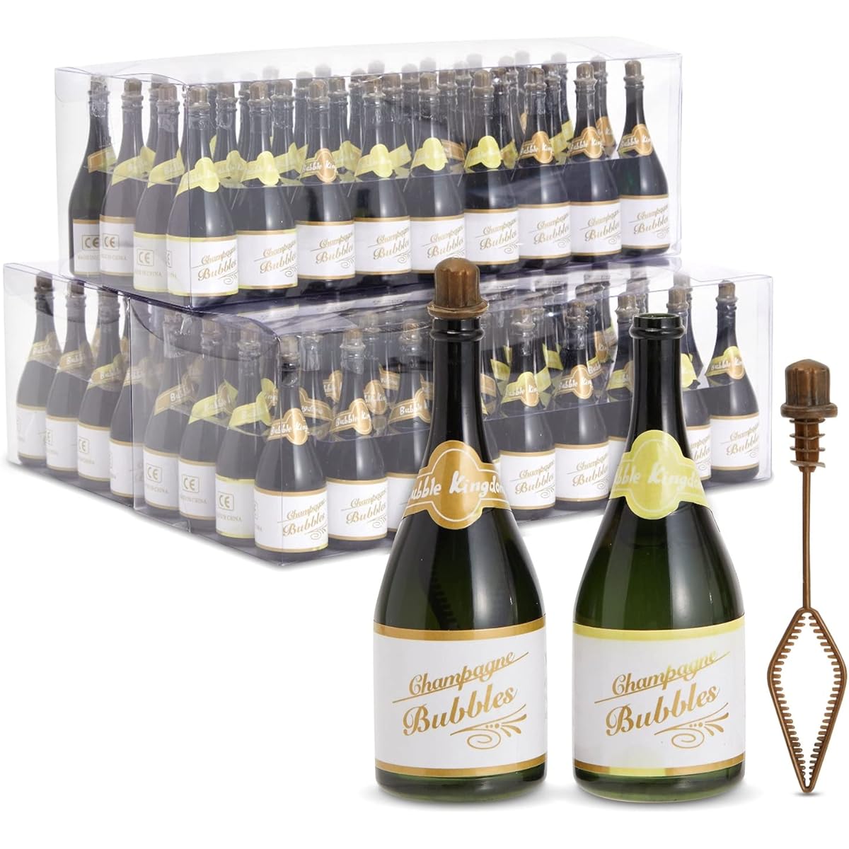 Juvale 108 Tiny Wedding Bubbles for Guests, Mini Champagne Bottle Design for Bulk Party Favors (0.8 oz)