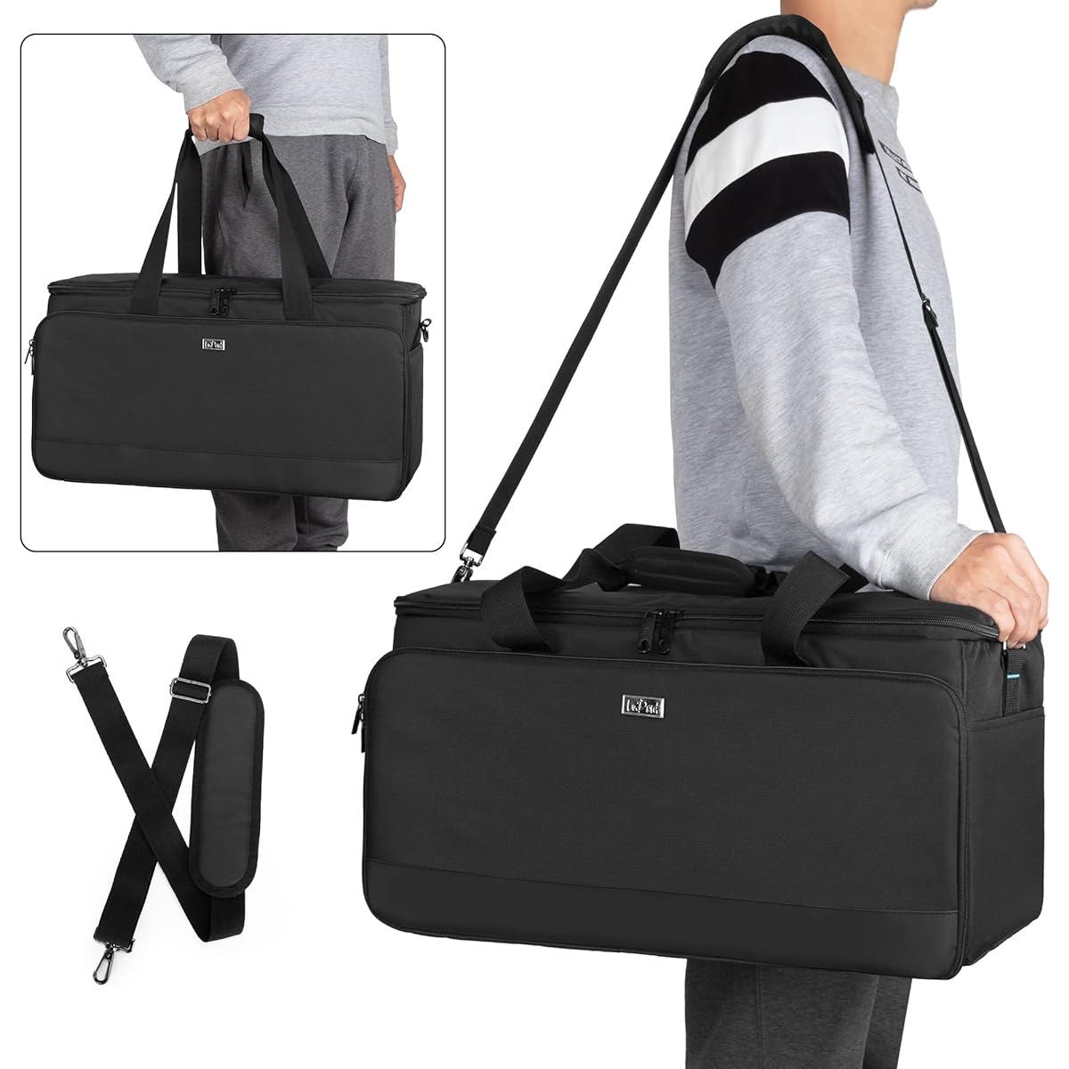 LoDrid Large Cable File Bag with Internal Padded Bottom and Removable Dividers DJ Bag for 15.6" Laptop DJ Gear Acoustic Instruments/Music Equipment Black