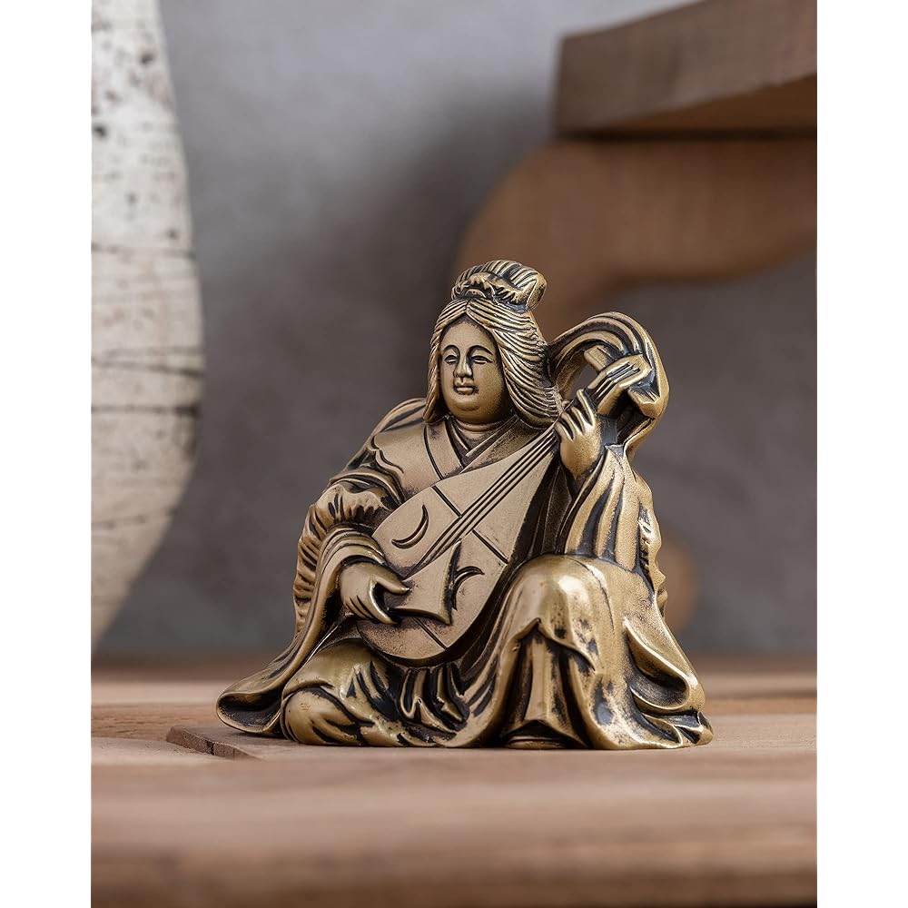 Seven Lucky Gods of Good Luck Benzaiten Silky Gold Buddhist sculptor: Hideun Makita Prototype_Kobiki Buddha Statue Ornament Takaoka Copperware (Benzaiten 7F)
