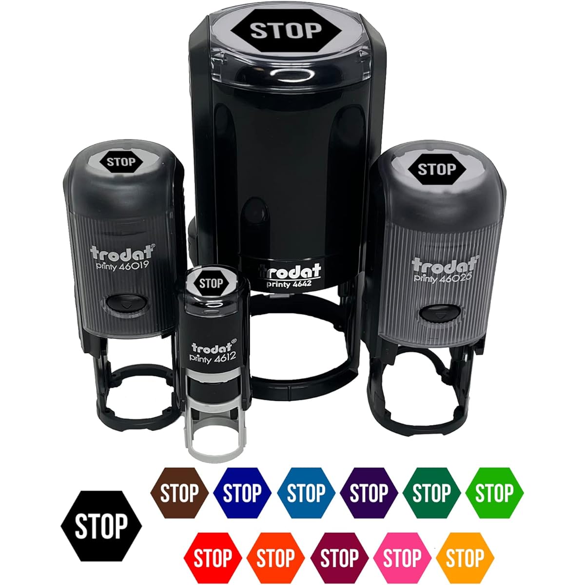 Stop Sign Self Inking Rubber Stamp for Stamping Stamps Craft Planner 1/2" Mini Fuchsia Ink