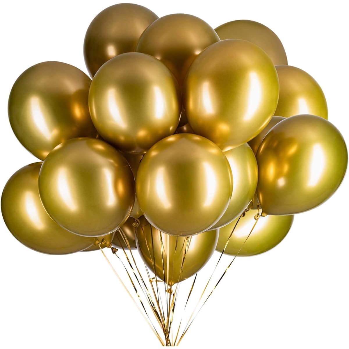 GAKA Chrome Balloons 12inch 50pcs Party Balloons Latex Helium Balloons for Birthday Gold