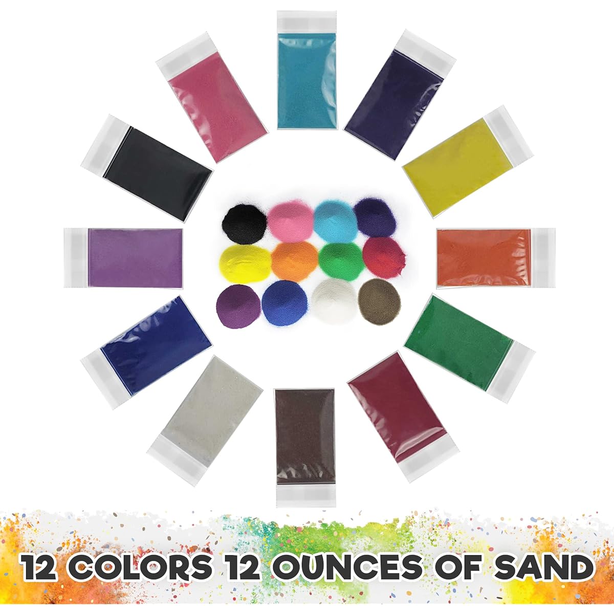 CuteyCo Crafty Sand Packs 12 Colors, 12 oz CC:CS:MiniKit-12