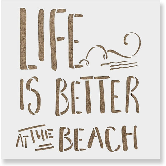 Life is Better Beach Stencil Reusable Paint Stencil DIY Life is Better Beach Home Decor