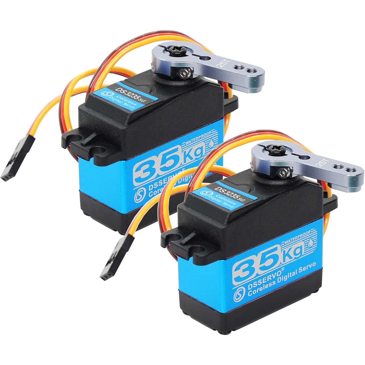 BETU 2 Pack 35KG Coreless RC Servo Steering Servo Waterproof Servo with Full Metal Gear and 25T Servo Horn (270°)