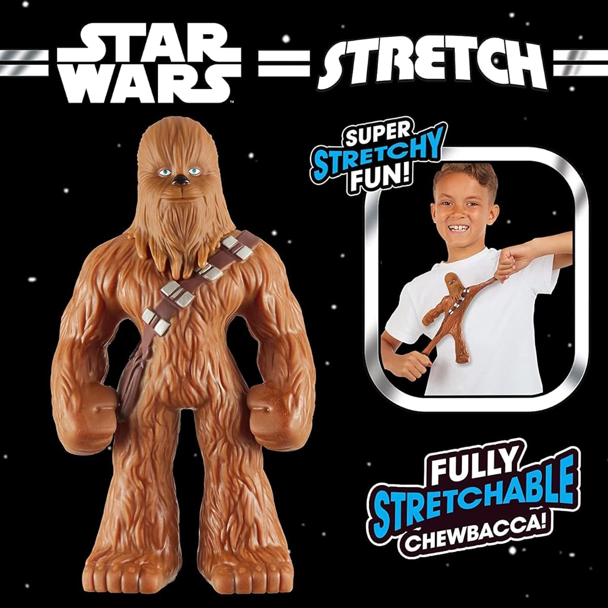 STRETCH ARMSTRONG Star Wars Chewbacca Action Figure - Fully Stretchable Chewie Collectable Star Wars Figure - Large 8.5" Stretchable Star Wars Toy for Ages 5+