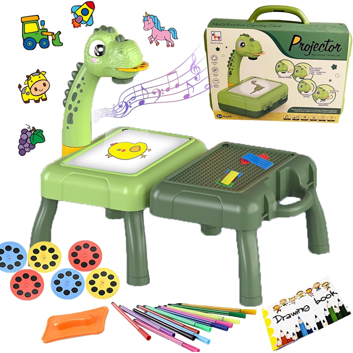 Smart Sketcher 2.0 Projector for Kids Drawing Projector Doodle Board Kids Trace & Draw Projector Toy Erasable Early Learning Art Toy (Dinosaur)