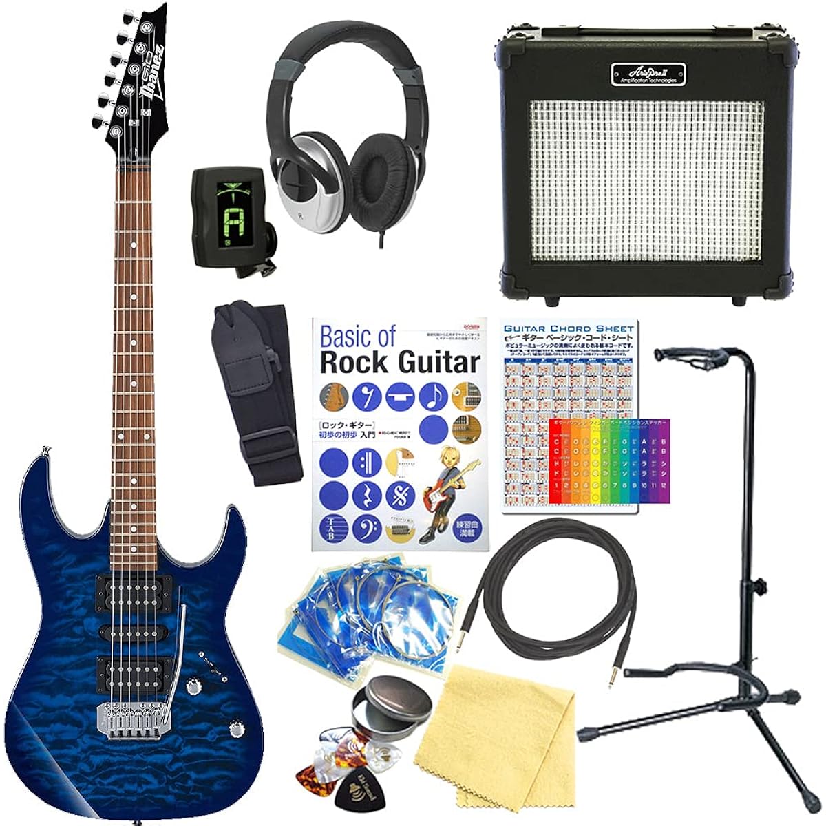 Ibanez Gio Ibanez GRX70QA TBB Electric Guitar Beginner's 15-piece Starter Set