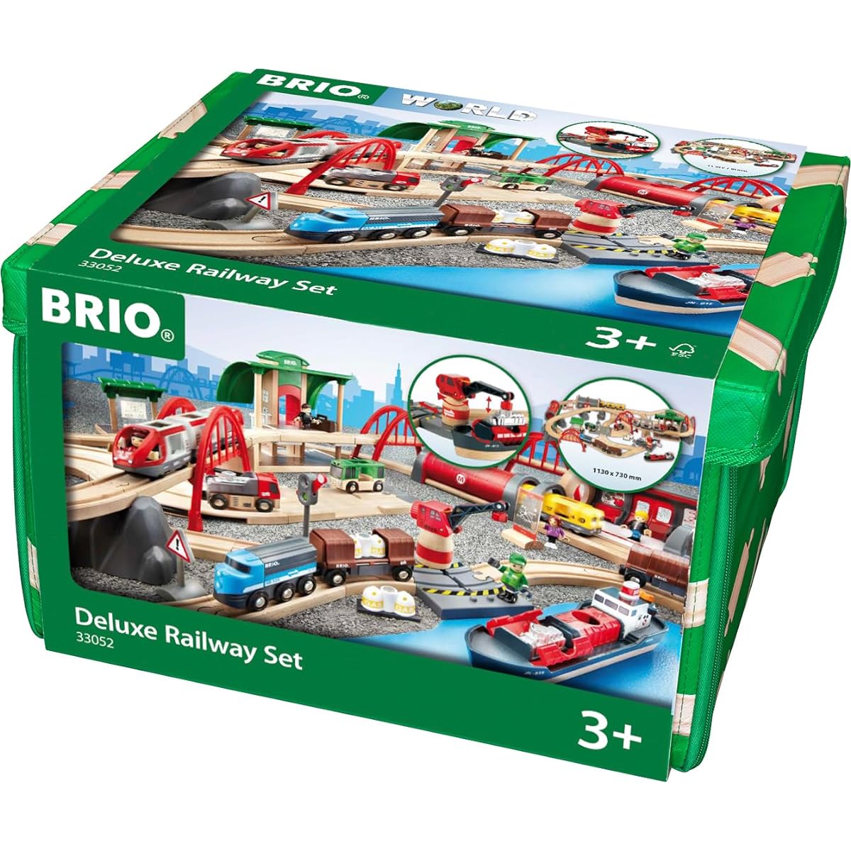 BRIO WORLD Rail & Road Deluxe Set for ages 3 and up (Train Toy, Wooden, Rail) 33052