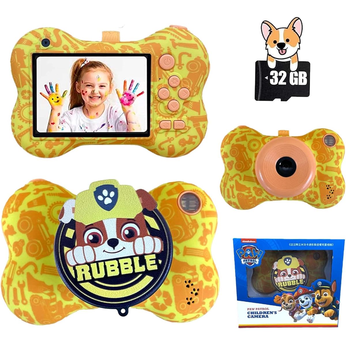 ith 32GB Memory Card 2.4 Inch IPS Screen Selfie Front and Rear 3200w Pixels 1080P HD USB Charging Boys Girls Digital Camera Video Camera Kids Toy Camera Children's Day Birthday Gift New Year's Gift Educational Toys Ages 3, 5, 7, Girls, Boys Cute (yellow)