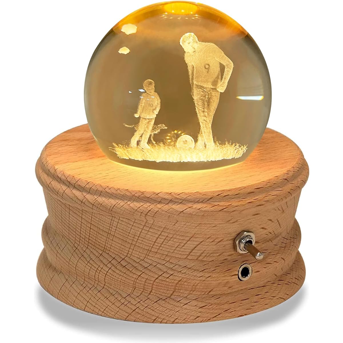Kibuhain 3D Crystal Ball Music Box with Projection LED Light and Rotating Wooden Base Christmas Birthday Valentine's Day Music Box for Women Mom Girls