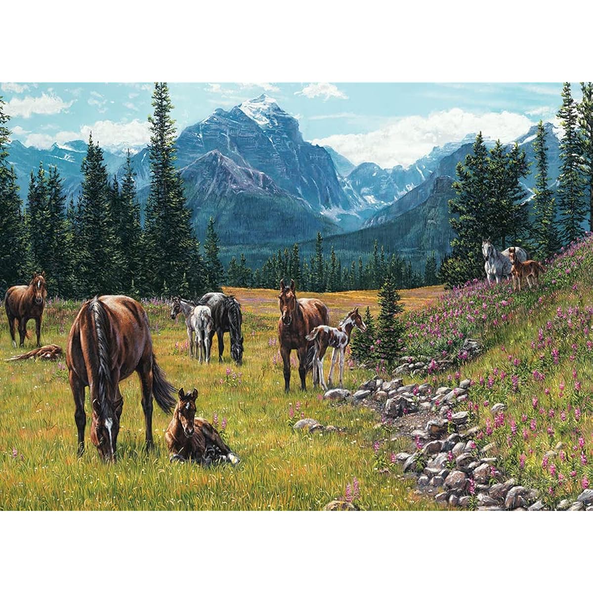 Cobble Hill 1000 Piece Puzzle Horse Meadow Sample Poster Included