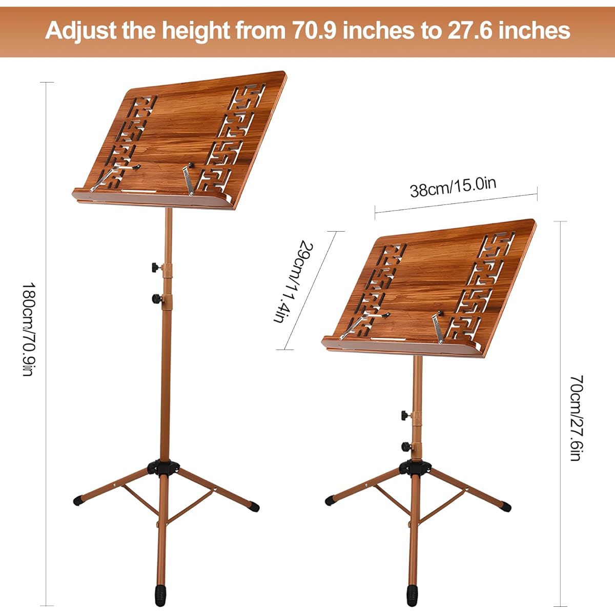 Professional Wooden Music Stand with Bag Adjustable Portable Sheet Music Stand for Musicians Elegant Wooden Design for Home or Studio Versatile Stand for Sheet Music and Books