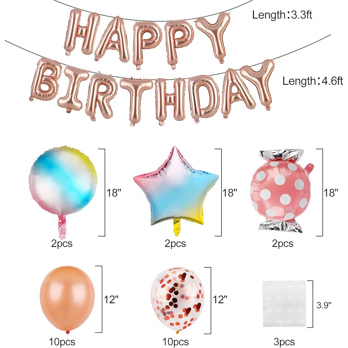 Rose Gold Party Decorations Happy Birthday Decorations 31pcs Girls Women Birthday Party Decorations Easy to Assemble Create the Perfect Party PHXEY
