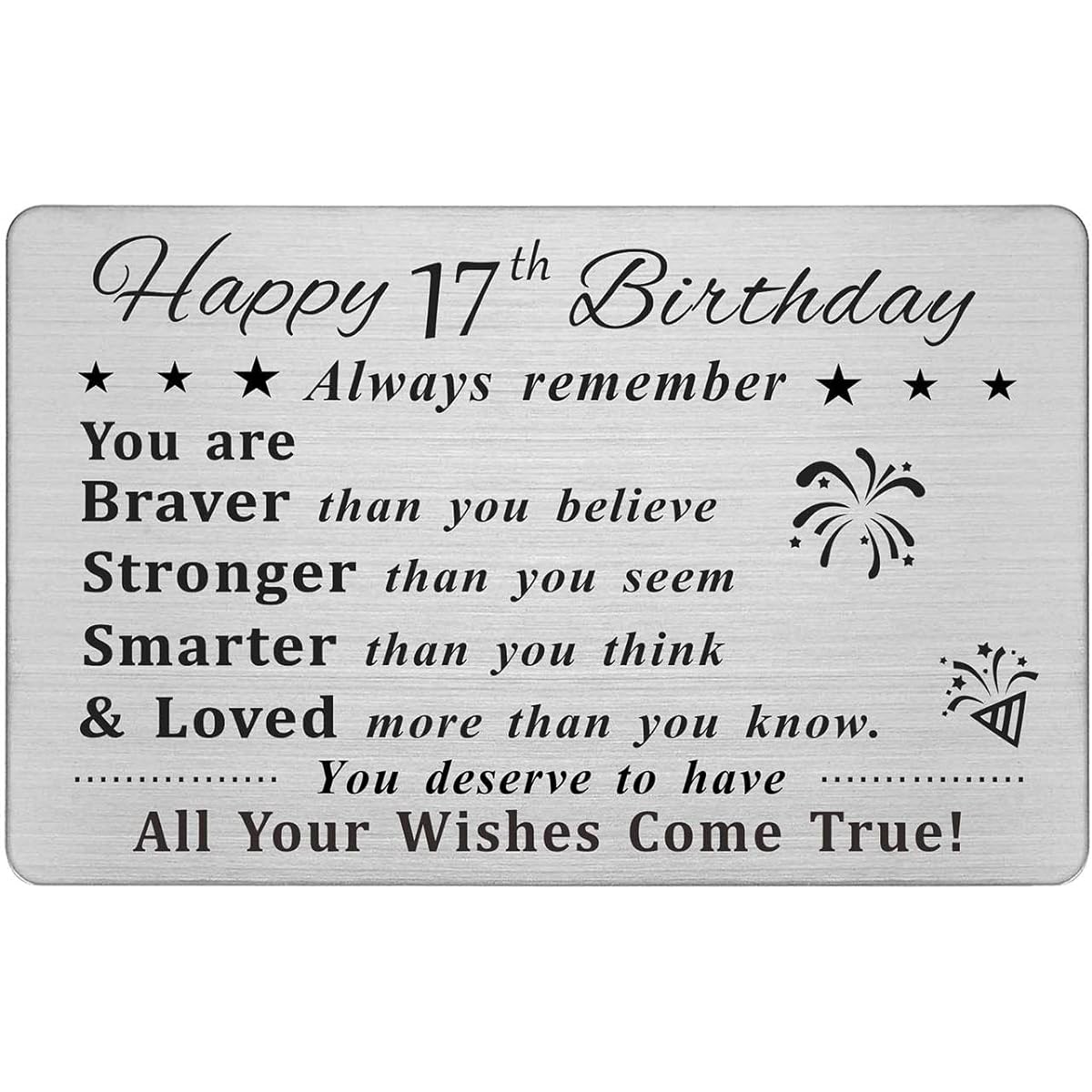 DEGASKEN Happy 17th Birthday Card 17th Birthday Gift for Boys Girls Teens Permanently Engraved Steel Wallet Card