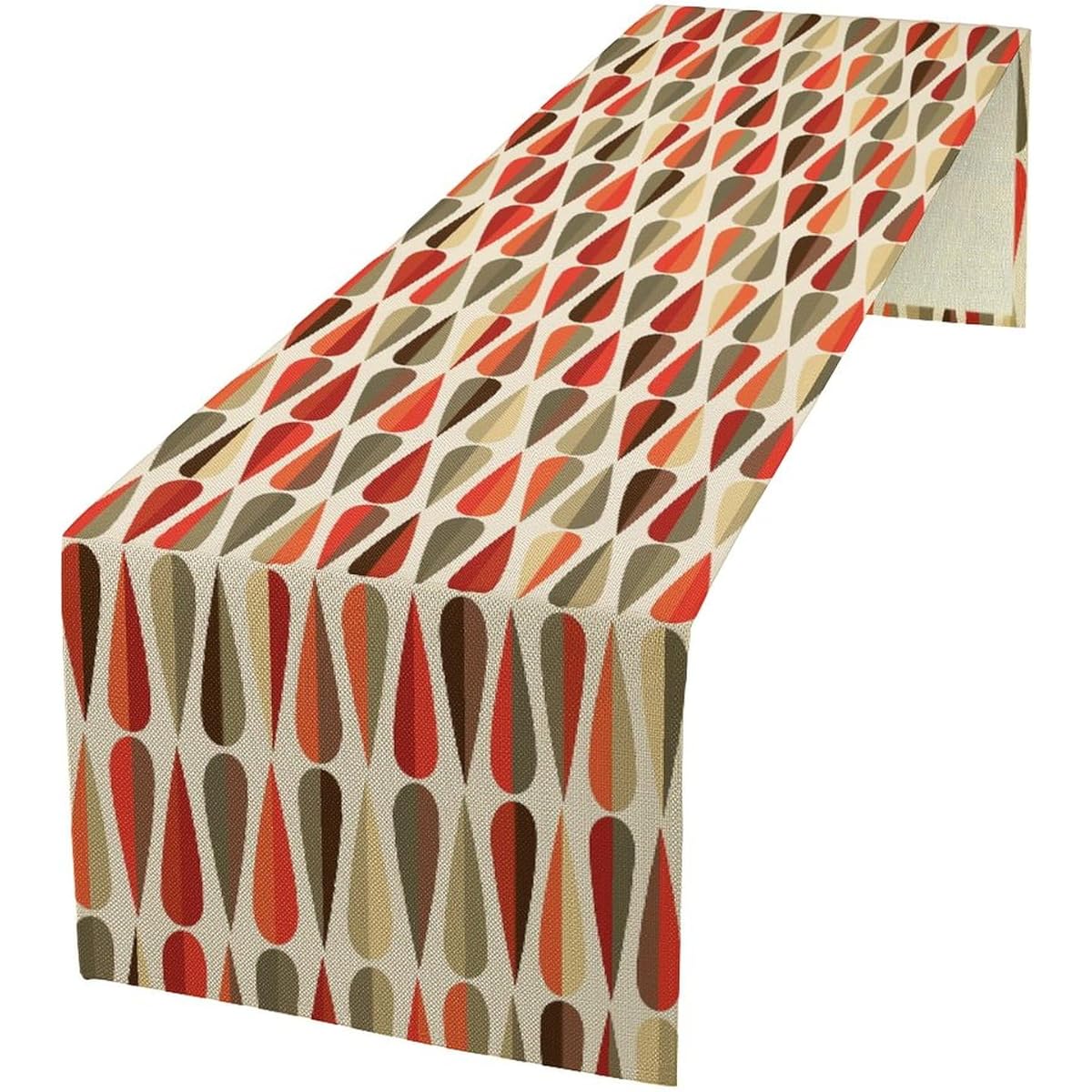 Mid Century Table Runner Modern Style Retro Drop Shape Linen Table Runner for Home Living Room Kitchen Family Dinner Modern Table Decor 13x90 Inch