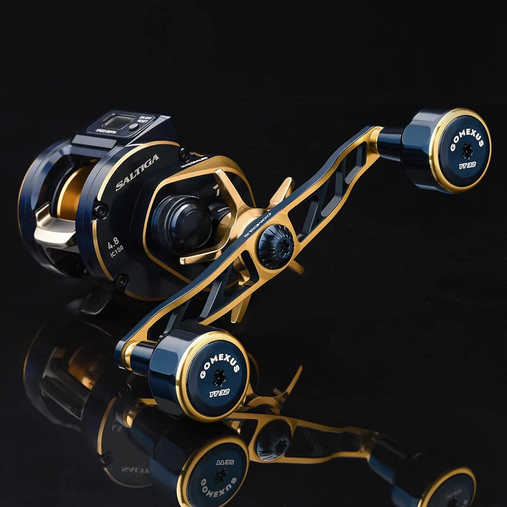 Gomexus CH130 Reel Handle Daiwa Shimano Bait Reel Compatible Double Handle Seaborg Saltiga IC Exclusive Double Axis Reel Handle Replacement 130mm With Handle Knob Deep Tairaba Jigging Blue Fish Fishing Left and Right Use