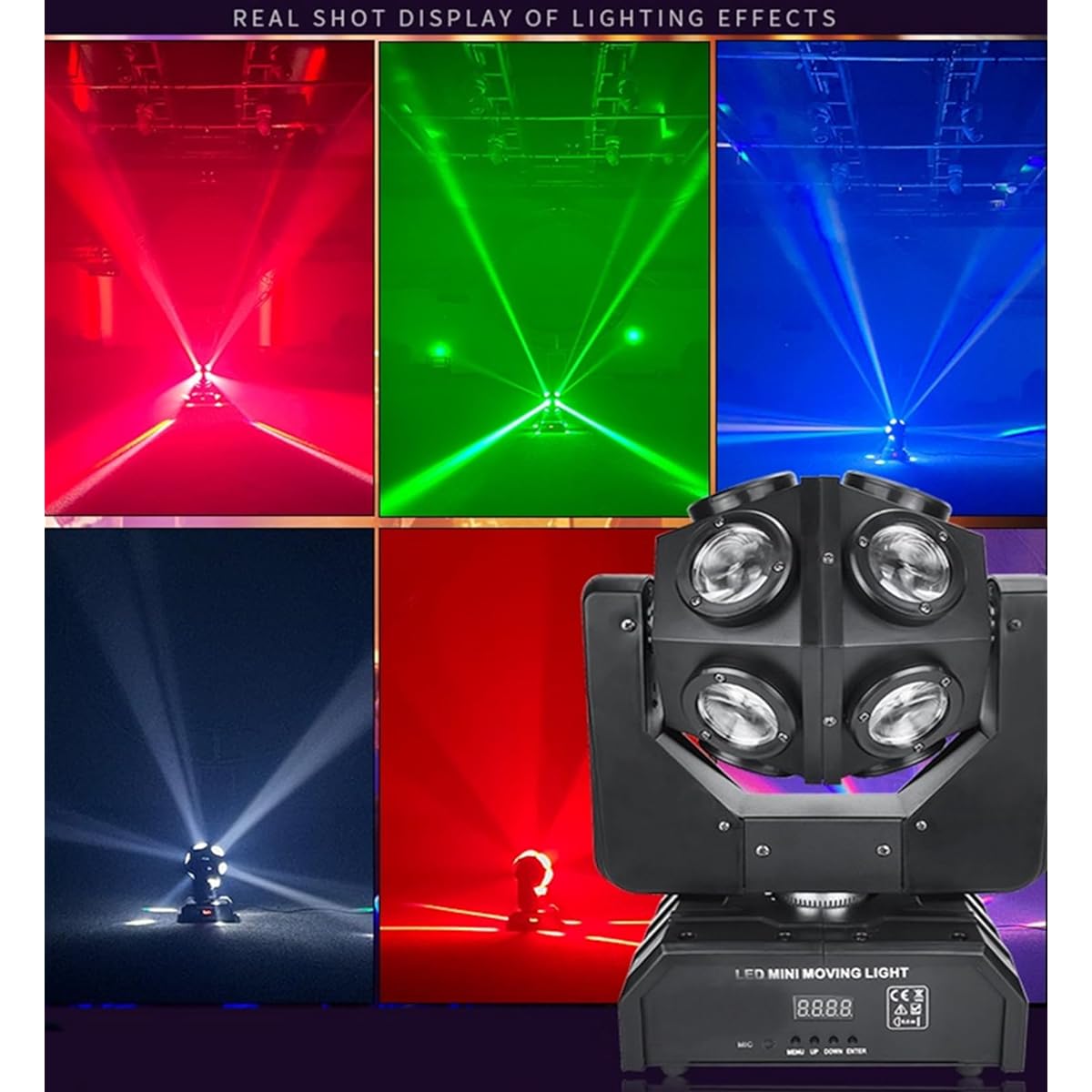Moving Head DJ Light Party RGBW LED Beam Light DMX 512 Strobe Light Sound Activated 360° Rotation Stage Lighting Equipment Event DJ KTV Disco Wedding Concert Festival
