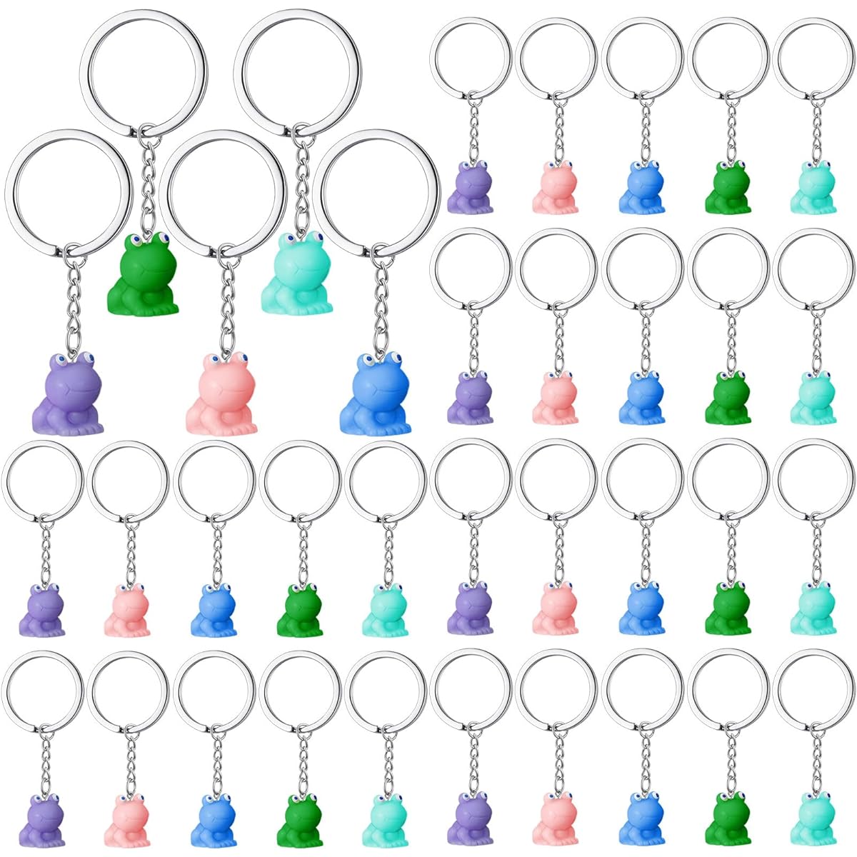 Inbagi 25pcs Mini Turtle Frog Keychains Bulk Party Favors Tiny Turtle Frog Resin Figurines Handbag Pendants Multicolor Sea Turtle Figurines Charms for Students Class Prizes (Frogs)