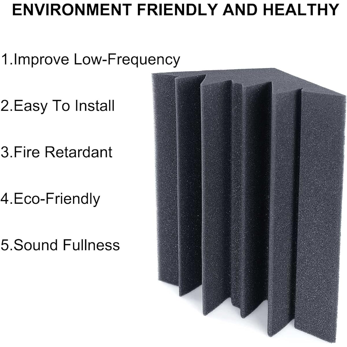 DEKIRU 8 Pack Acoustic Foam Bass Traps Corner Blocks 12" x 7" Studio Foam Soundproofing Foam Panels Noise Reduction Wall Soundproofing Pads Perfect for Studio/Home/Theater
