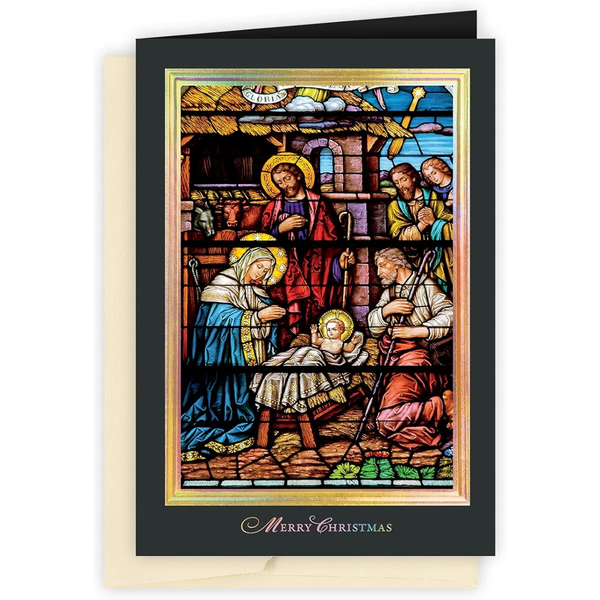 The Gallery Collection 25 Holy Family Religious Christmas Cards with Foil Lined Envelopes for Business or Consumer Use