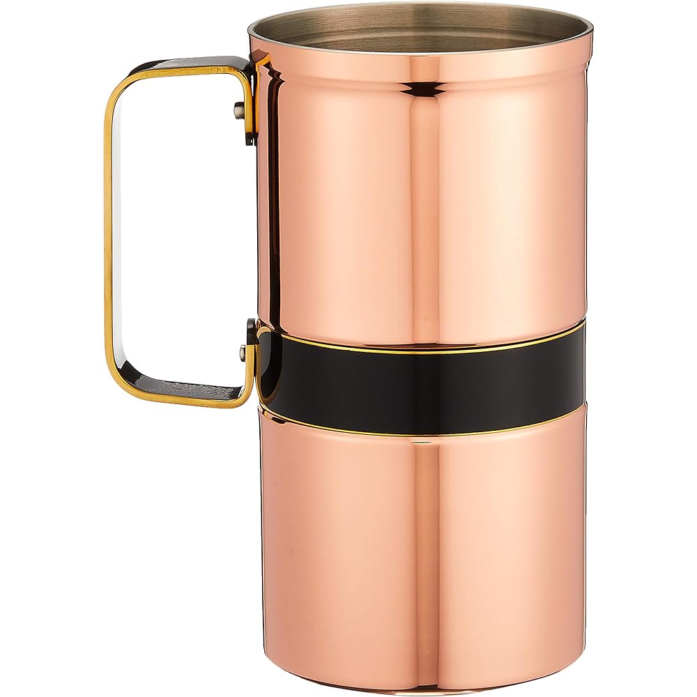 Shinkoukinzoku Mug Copper/Black Belt Large (Capacity: 500ml) Pure Copper Babyroa Mug B-701