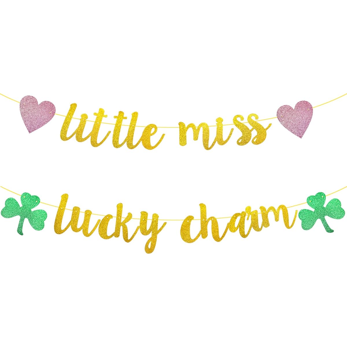 Weimaro Little Miss Lucky Charm Banner for Baby Girls St. Patrick's Day Birthday Party Decorations Girls St. Patrick's Day Irish Birthday Party Decorations Supplies St. Patty's Day Party Decor