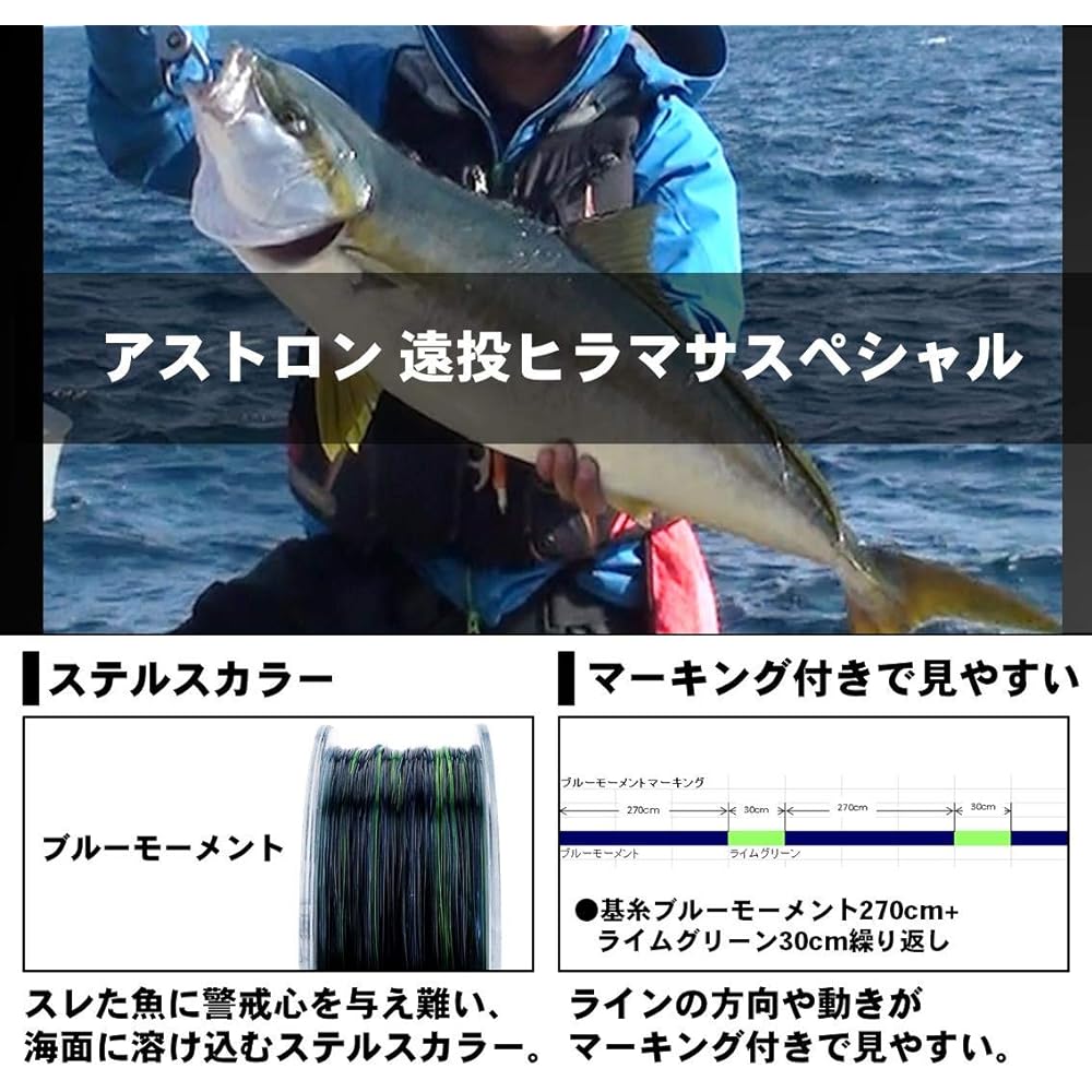 DAIWA Nylon Line Astron Long Throw Hiramasa Special No. 8-14 200m Stealth