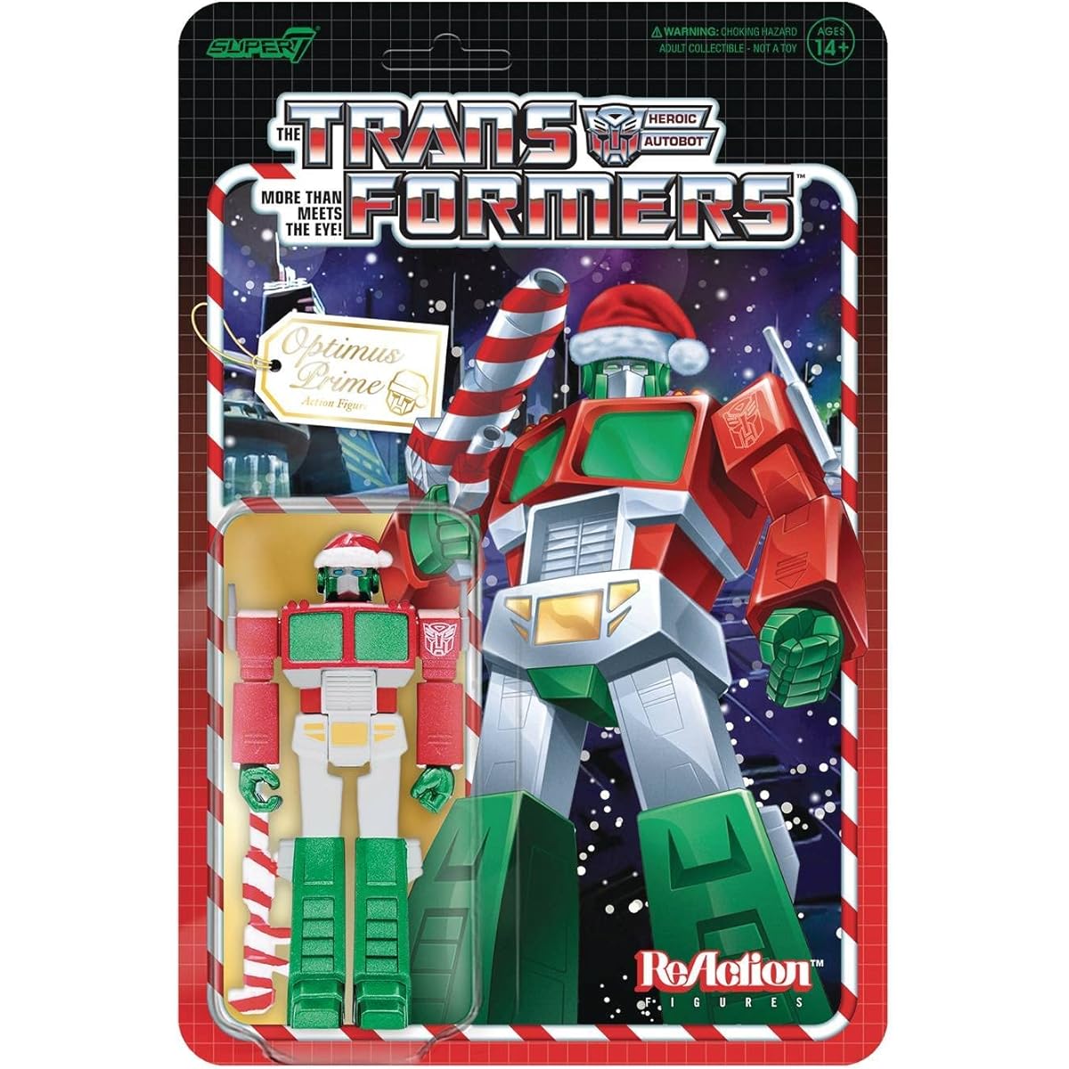 Super 7 Optimus Prime Santa Transformers Reaction Figure