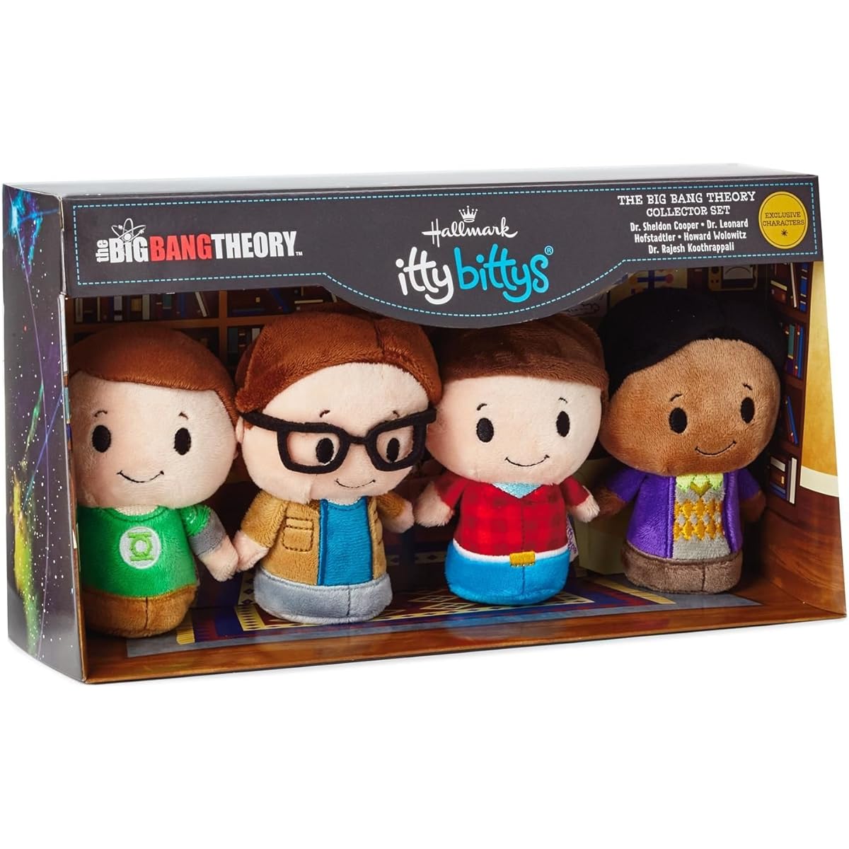 Hallmark Itty Bittys The Big Bang Theory Collectors Set with Dr. Sheldon Cooper, Dr. Leonard Hofstadter, Howard Wolowotz, Dr. Rajesh Koothrappali KDD1542