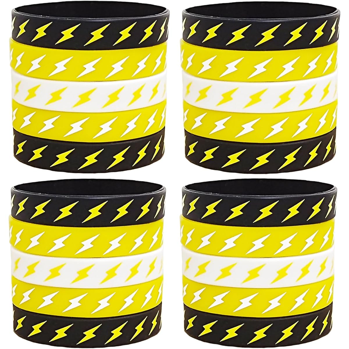 PIBIPAID 24 Pieces Lightning Bolt Rubber Bracelet Silicone Wristband Flash Weather Birthday Gender Reveal Baby Shower Party Favors Ornaments