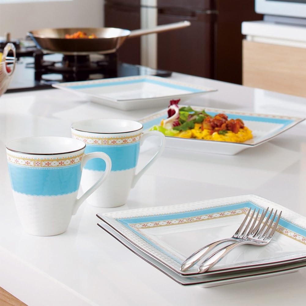 Noritake Square Plate (Pair Set) 19cm Humming Blue Microwave Safe 2 Pieces Fine Porcelain P5340A/1645