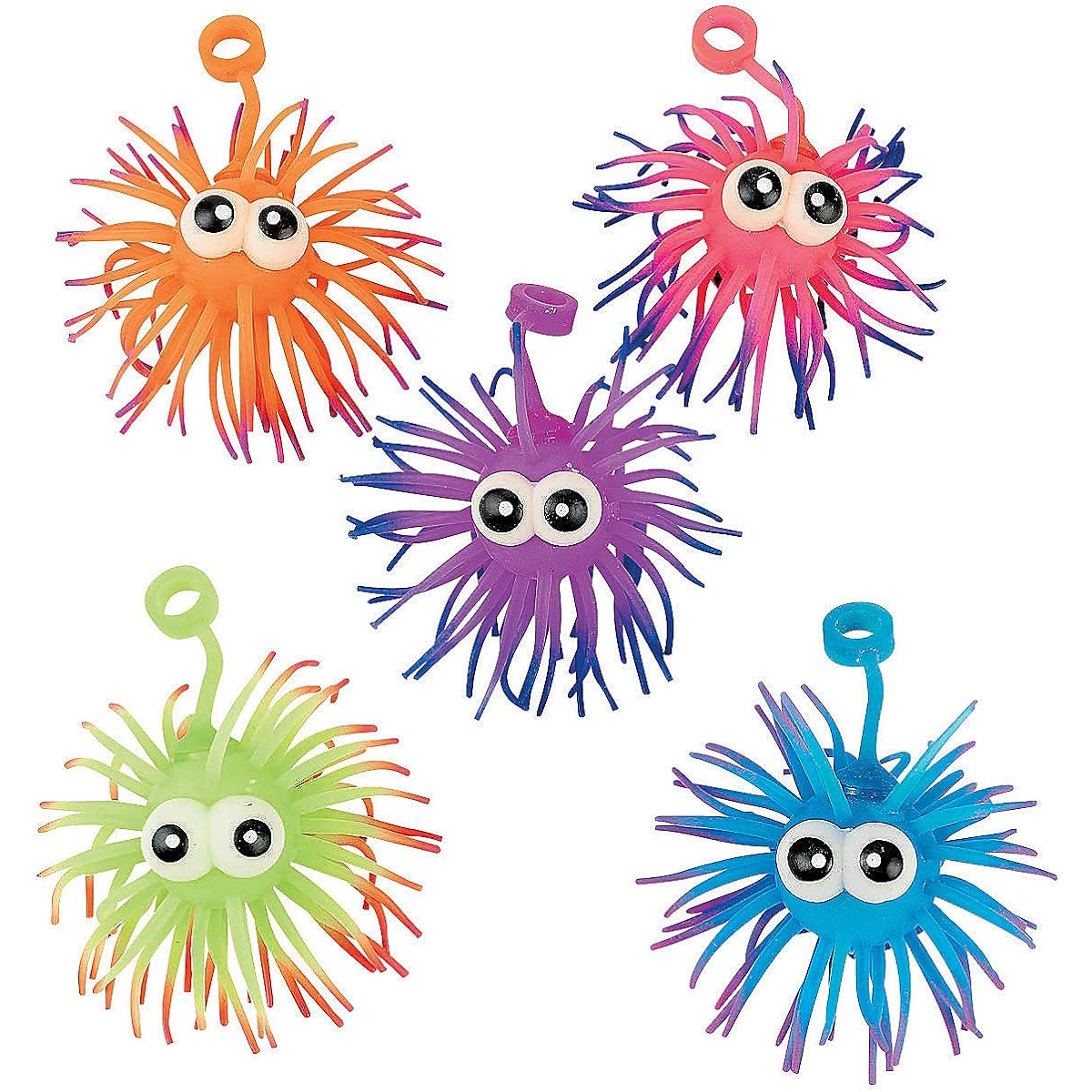 Fun Express - Two Tone Sea Urchin Balls with Eyes - Toys - Balls - Porcupine & Noodle Balls - 12 Pieces