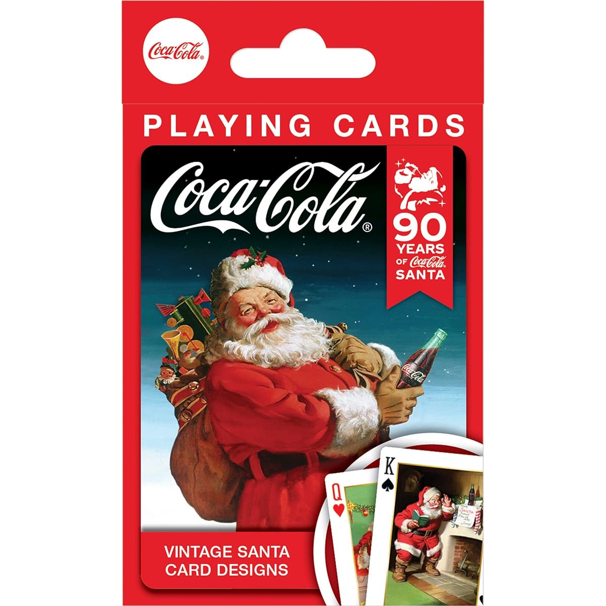 MasterPieces Family Games - Coca-Cola Vintage Santa Playing Cards - Officially Licensed Deck of Playing Cards for Adults, Kids and Families