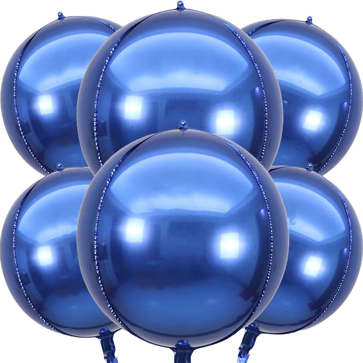 Large 4D Navy Blue Sphere Round Balloons 6 Pack 22 Inch Round Metallic Mylar Foil Balloons Birthday Party Decorations Baby Shower Decorations