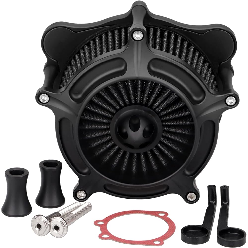 XMMT Matte Black Aluminum CNC Spike Air Cleaner Intake Filter for Harley Dyna Super Glide Street Bob Fat Bob 1993-2016 Touring 1993-2007