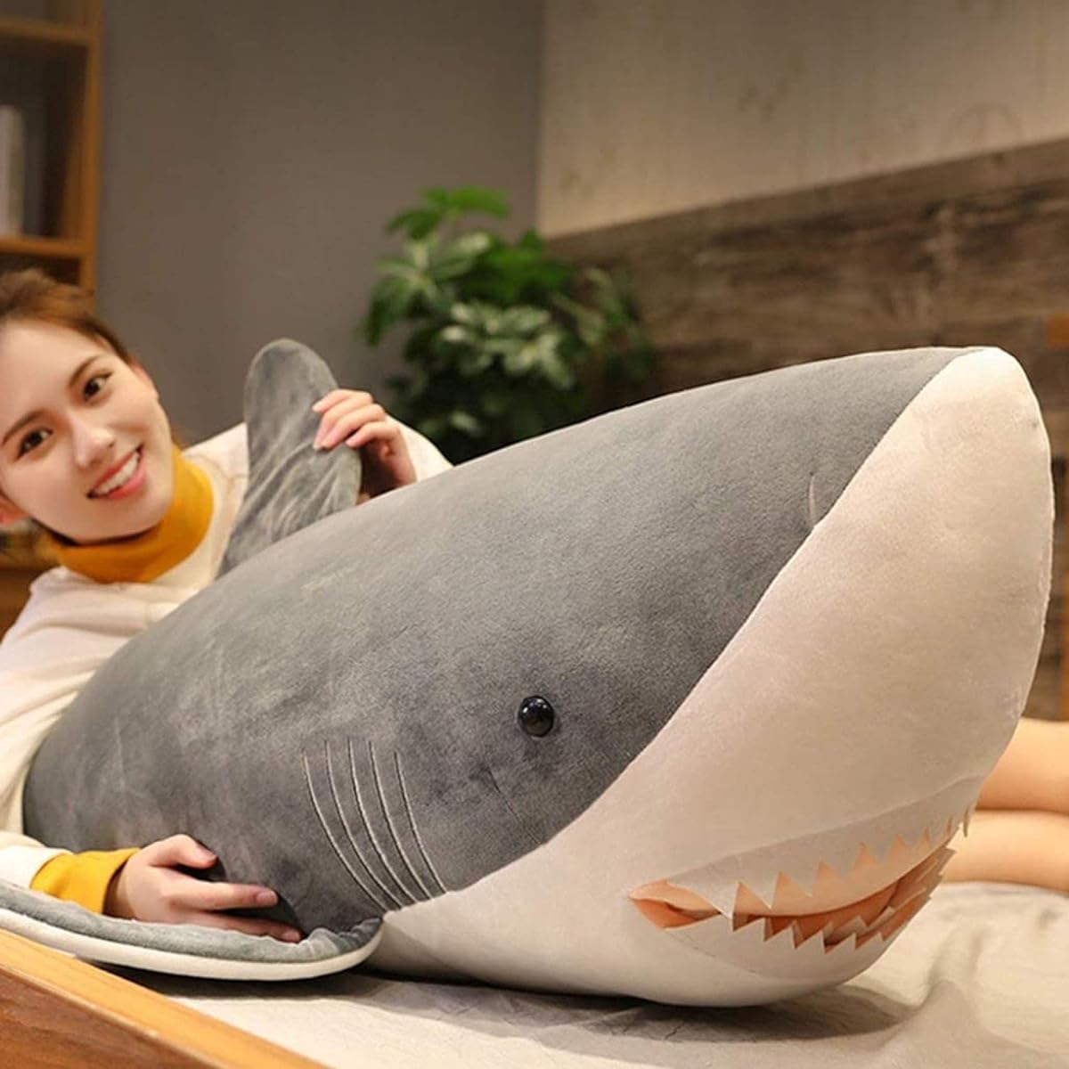 Extra large stuffed shark body pillow 200cm fluffy shark marine animal cute washable co-sleeping pillow side-sleeping toy bedroom ornament soft Shichigosan boy girl friend birthday gift co-sleeping soothing long cushion 60cm~2m