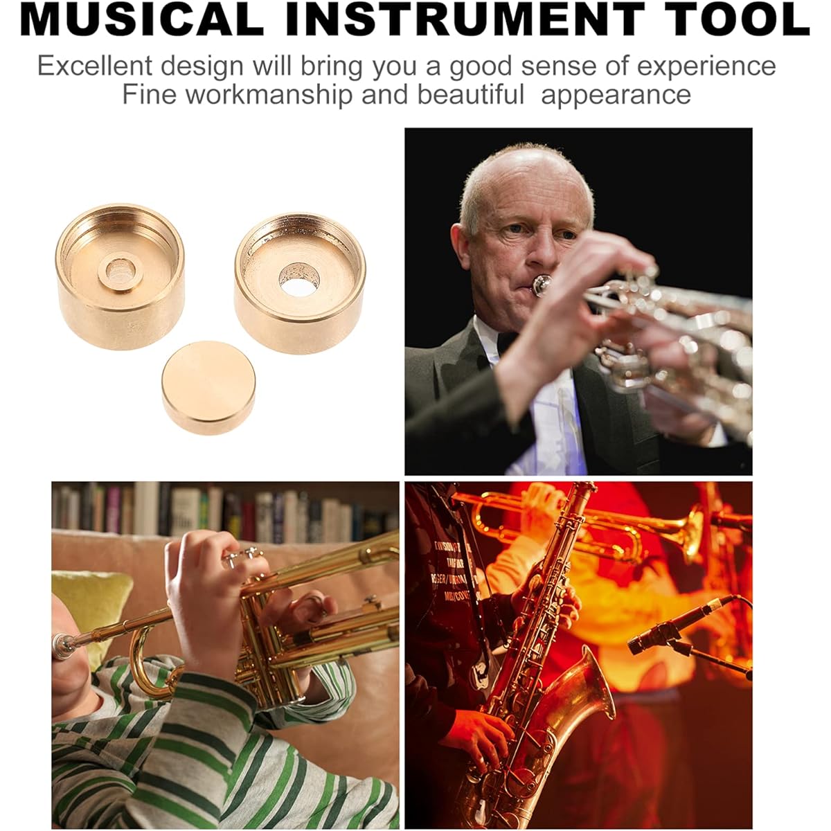 MILISTEN Trumpet Piston Button Buckle Trumpet Finger Button Turquoise Inlay Connecting Rod Valve Cap Musical Trumpet Instrument Tool (Gold) 1 Set