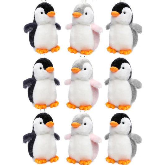 Alodidae Mini Penguin Plush Keychain Toy Cute Penguin Gift Penguin Party Supplies Little Penguin Hanging Pendant for Bags Christmas Tree (Black Pink Grey)