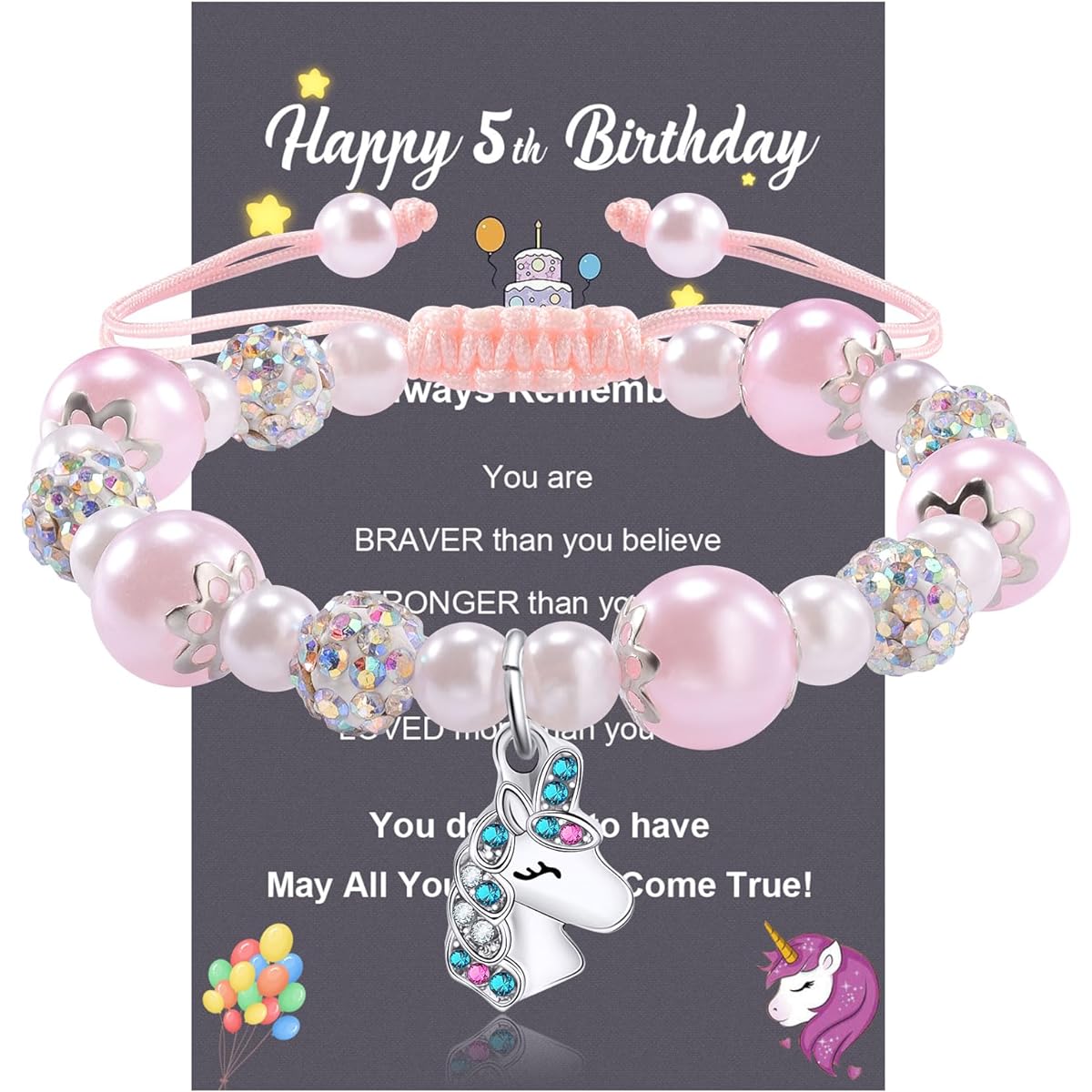 VGWON Birthday Gift Ideas for Girls Ages 5-10 Back to School Gifts Unicorn Pearl Bracelet First Day of School Gifts for Girls Unicorns represent the brave beauty and purity of girls
