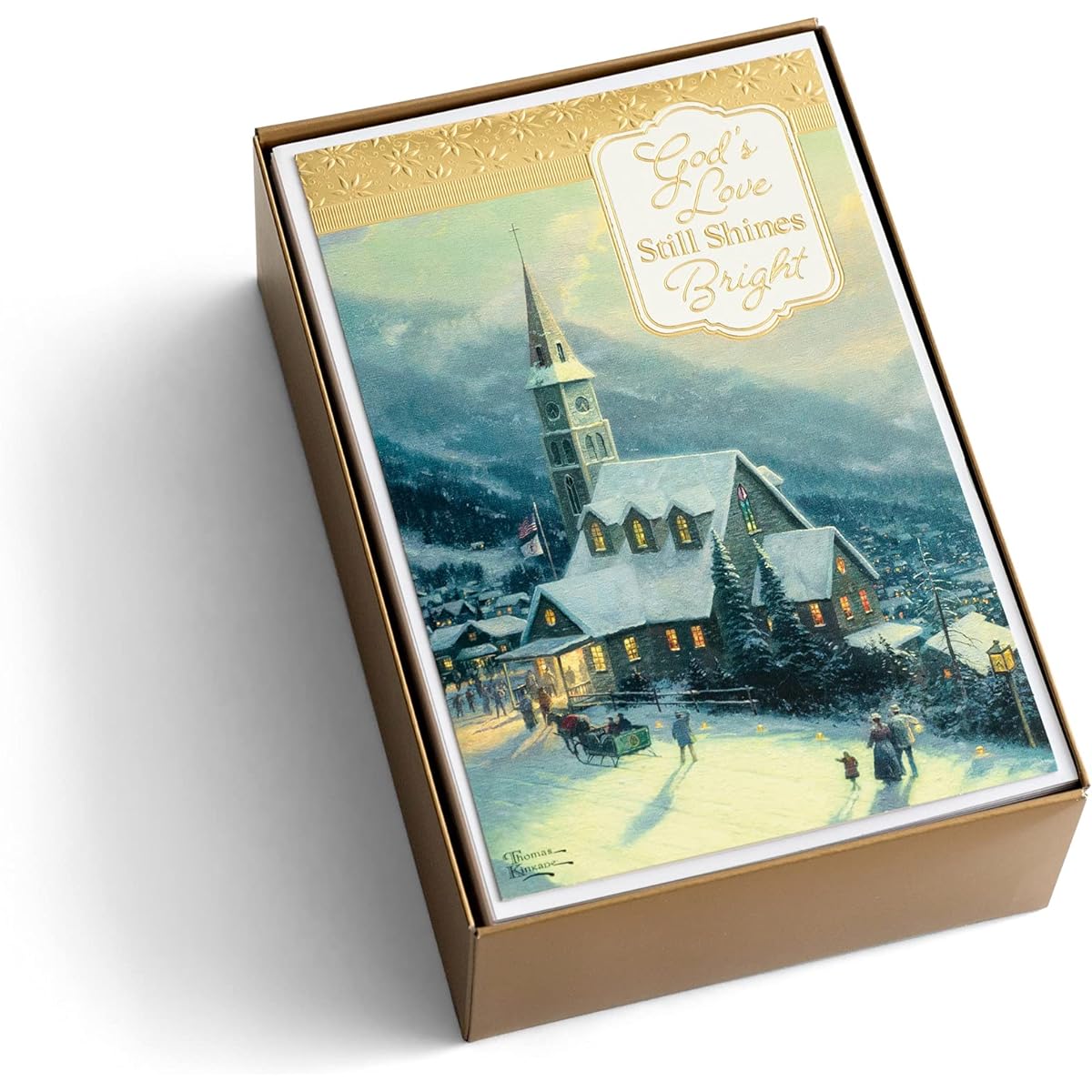 DaySpring - Thomas Kinkade - God's Love Still Shines Bright - Bulk Christmas Box of 50 Cards NRSV (J7189) Multi