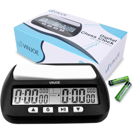 VINJOE Chess Clock Digital Chess Timer Professional for Board Games Portable Digital Chess Clock & Game Timer Basic Bonus Delay Positive Time Perfect Christmas Gift